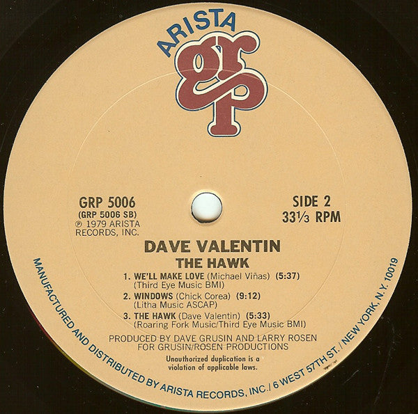 Dave Valentin - The Hawk (Vinyl, LP, Album) Very Good (VG) / Poor (P)