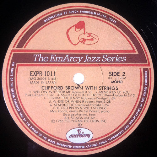 Clifford Brown - Clifford Brown With Strings (Vinyl, LP, Album, Reissue, Mono) Very Good Plus (VG+) / Very Good (VG)