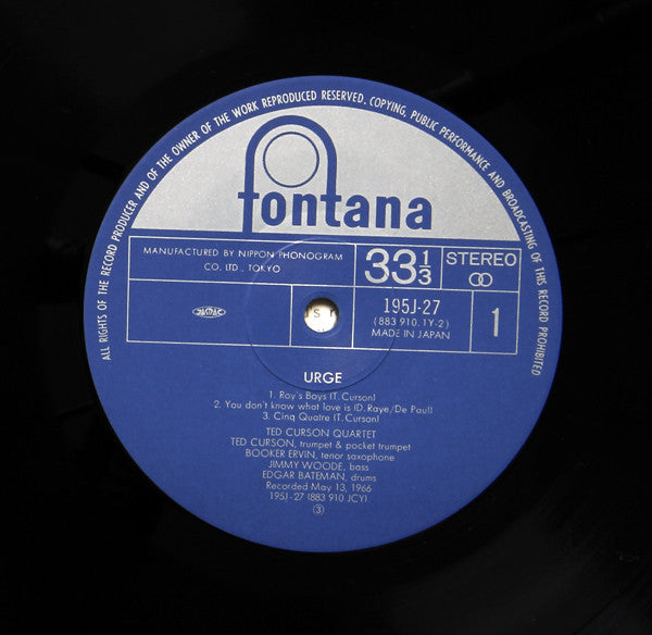 Ted Curson Quartet - Urge (Vinyl, LP, Album, Reissue) Very Good Plus (VG+) / Very Good Plus (VG+)