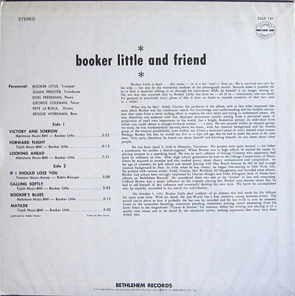 Booker Little - And Friend* (Vinyl, LP, Album, Reissue, Stereo)