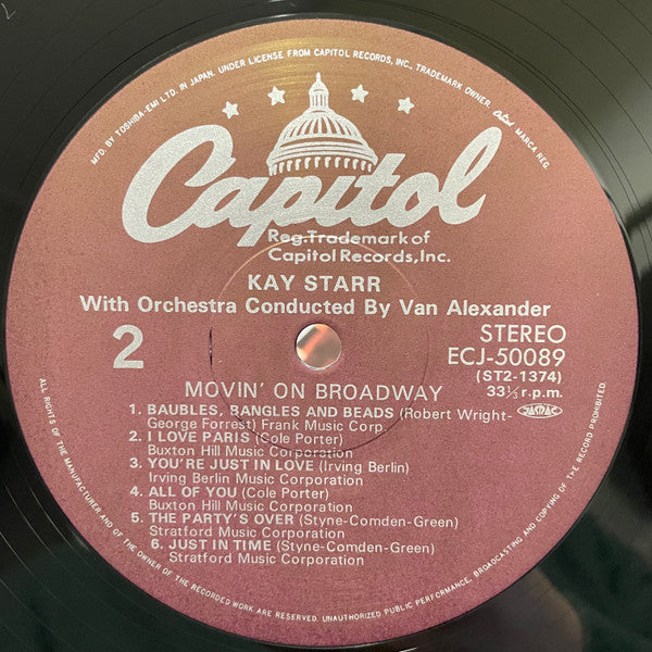Kay Starr - Movin' On Broadway (Vinyl, LP, Album, Reissue, Stereo) Very Good Plus (VG+) / Very Good Plus (VG+)