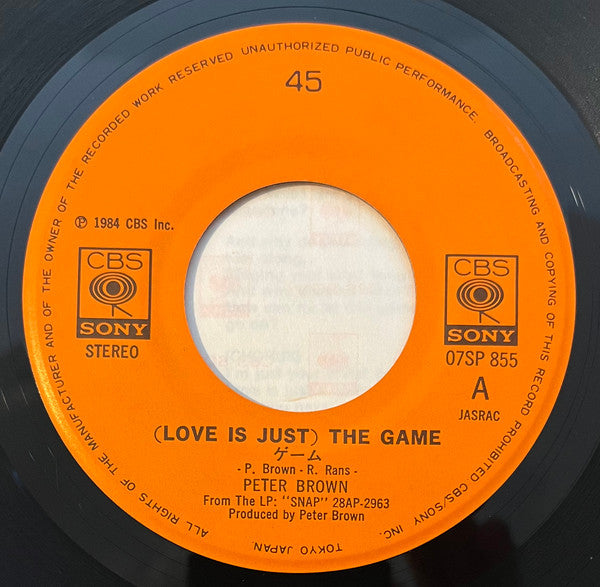 Peter Brown (2) - ゲーム = (Love Is Just) The Game (Vinyl, 7", 45 RPM, Single) Very Good Plus (VG+) / Very Good Plus (VG+)