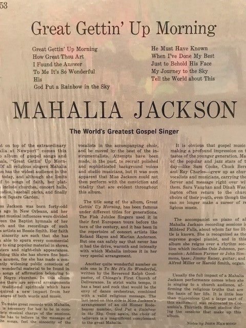 Mahalia Jackson - Great Gettin' Up Morning (Vinyl, LP, Album, Reissue) Very Good (VG) / Very Good Plus (VG+)