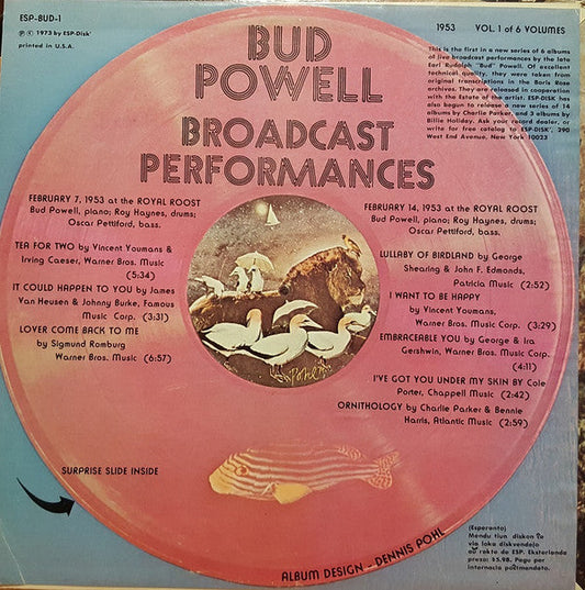 Bud Powell - Broadcast Performances 1953, Vol. 1 Of 6 Volumes (Vinyl, LP) Good Plus (G+) / Very Good (VG)