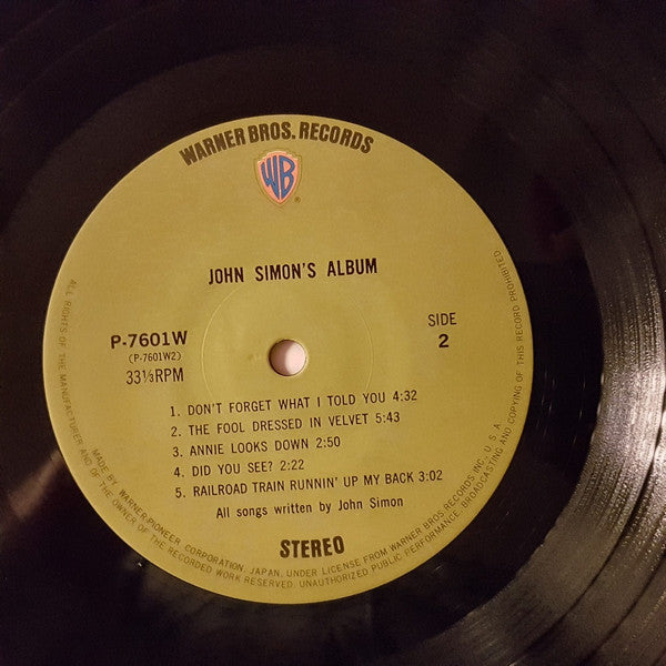 John Simon - John Simon's Album (Vinyl, LP, Stereo) Very Good Plus (VG+) / Very Good (VG)