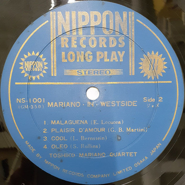 Toshiko Mariano Quartet - Mariano In West Side (Vinyl, LP, Album, Stereo) Good Plus (G+) / Poor (P)