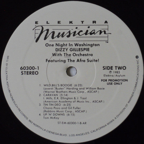Dizzy Gillespie - One Night In Washington (Vinyl, LP, Album, Promo) Very Good Plus (VG+) / Near Mint (NM or M-)