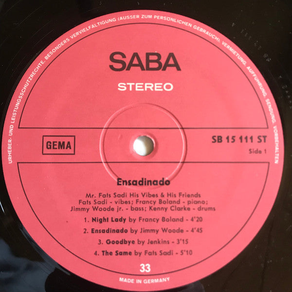 Mr. Fats Sadi, His Vibes & His Friends - Ensadinado (Vinyl, LP, Album) Very Good (VG) / Good Plus (G+)