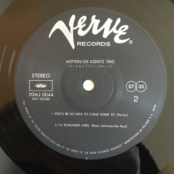 Lee Konitz - Motion (Vinyl, LP, Reissue, Stereo) Very Good Plus (VG+) / Very Good Plus (VG+)
