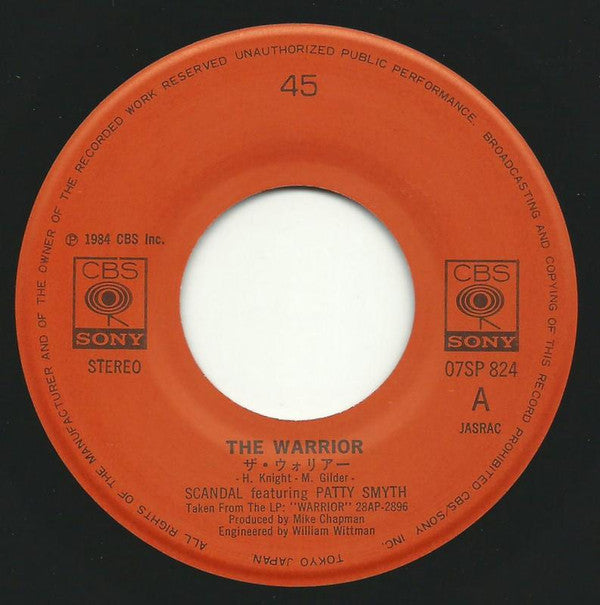 Scandal (4) - The Warrior (Vinyl, 7", 45 RPM, Single) Very Good Plus (VG+) / Very Good Plus (VG+)