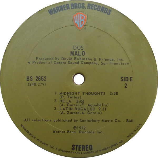 Malo (2) - Dos (Vinyl, LP, Album) Very Good Plus (VG+) / Very Good Plus (VG+)