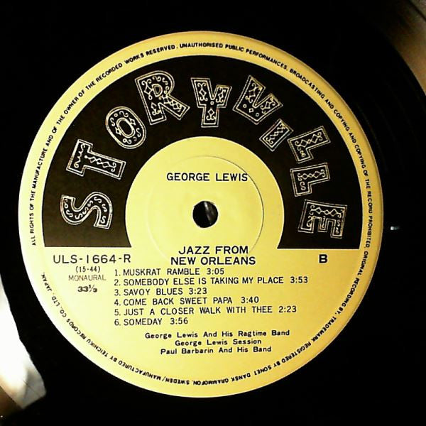George Lewis' Ragtime Band - Jazz From New Orleans (Vinyl, LP, Compilation) Very Good (VG) / Very Good Plus (VG+)