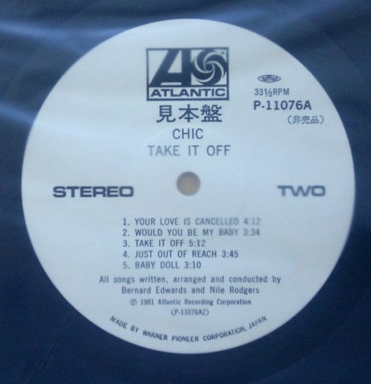 Chic - Take It Off (Vinyl, LP, Album, Promo) Near Mint (NM or M-) / Very Good (VG)