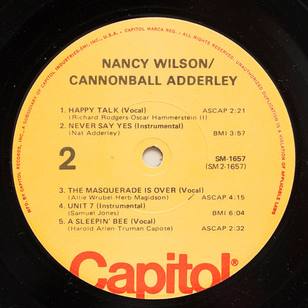 Nancy Wilson - Nancy Wilson / Cannonball Adderley (Vinyl, LP, Album, Reissue) Very Good (VG) / Fair (F)