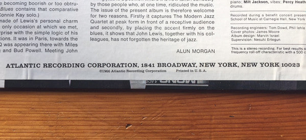 The Modern Jazz Quartet - Blues At Carnegie Hall (Vinyl, LP, Album, Reissue, Stereo) Near Mint (NM or M-) / Very Good Plus (VG+)