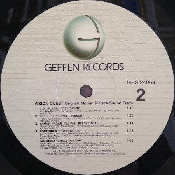 Various - Vision Quest (Original Motion Picture Sound Track) (Vinyl, LP, Compilation) Very Good (VG) / Very Good (VG)
