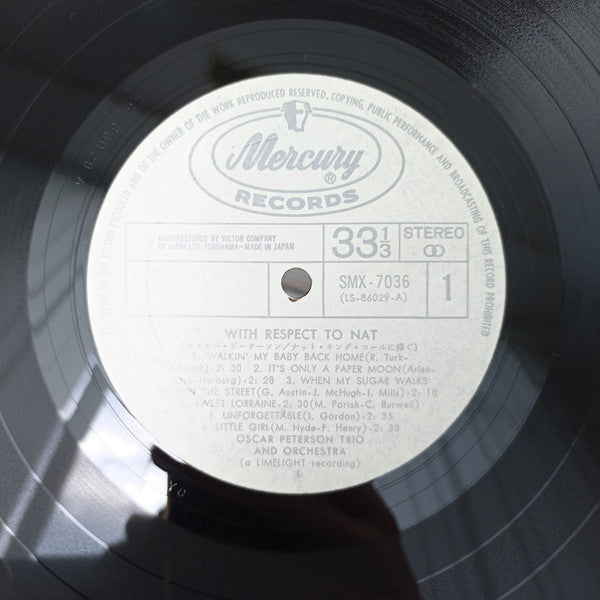 The Oscar Peterson Trio - With Respect To Nat (Vinyl, LP, Album, Stereo, Reissue) Very Good Plus (VG+) / Very Good Plus (VG+)