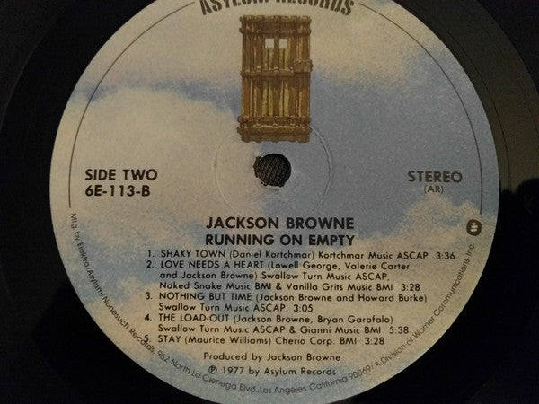 Jackson Browne - Running On Empty (Vinyl, LP, Album) Very Good Plus (VG+) / Very Good Plus (VG+)
