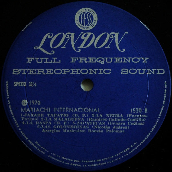 Mariachi De Roman Palomar - Mariachi Internacional (Vinyl, LP, Album, Stereo) Very Good Plus (VG+) / Very Good (VG)