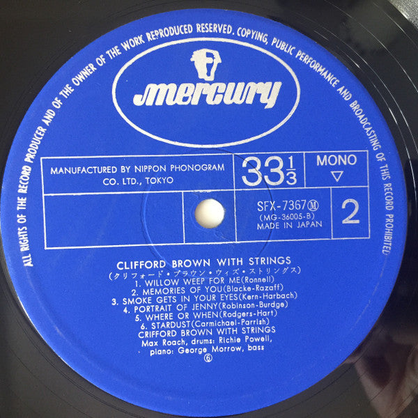 Clifford Brown - Clifford Brown With Strings (Vinyl, LP, Album, Mono) Very Good (VG) / Good Plus (G+)