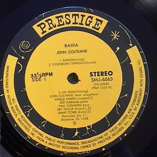 John Coltrane - Bahia (Vinyl, LP, Album, Reissue, Stereo)