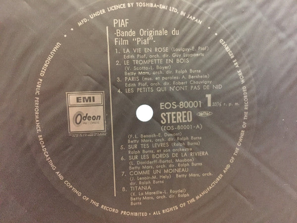 Edith Piaf - Bande Originale Du Film "Piaf" (Vinyl, LP, Album, Stereo)