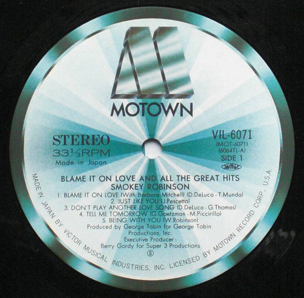 Smokey Robinson - Blame It On Love & All The Great Hits (Vinyl, LP, Compilation) Very Good Plus (VG+) / Very Good (VG)