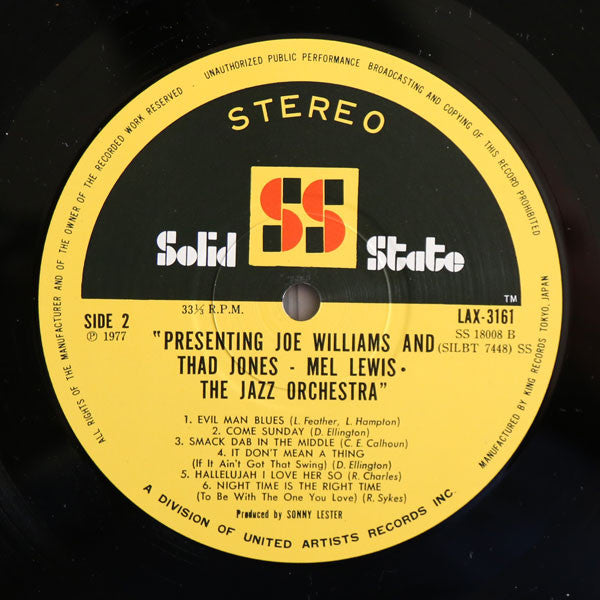Joe Williams - Presenting Joe Williams And Thad Jones • Mel Lewis, The Jazz Orchestra (Vinyl, LP, Album, Limited Edition, Repress, Stereo) Very Good Plus (VG+) / Very Good (VG)