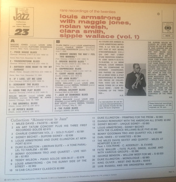 Louis Armstrong - Louis Armstrong With Maggie Jones, Nolan Welsh, Clara Smith, Sippie Wallace (Vol. 1) (Vinyl, LP, Compilation) Very Good (VG) / Very Good (VG)