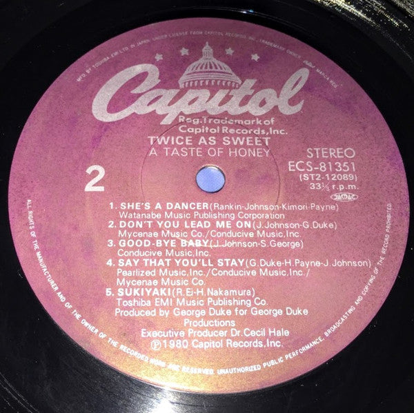 A Taste Of Honey - Twice As Sweet (Vinyl, LP, Album) Near Mint (NM or M-) / Very Good Plus (VG+)