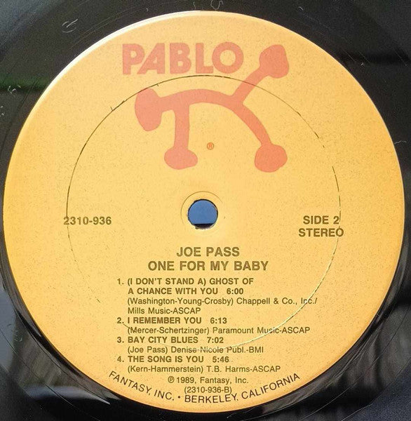 Joe Pass - One For My Baby (Vinyl, Album, LP) Very Good Plus (VG+) / Very Good (VG)