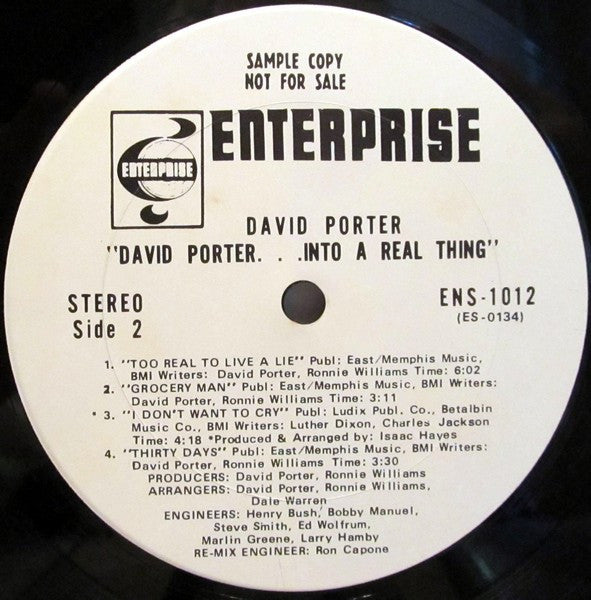 David Porter - ...Into A Real Thing (Vinyl, LP, Album, Promo, Stereo) Very Good Plus (VG+) / Very Good (VG)