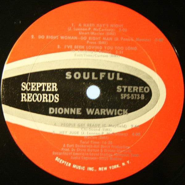 Dionne Warwick - Soulful (Vinyl, LP, Album, Stereo) Very Good (VG) / Good Plus (G+)