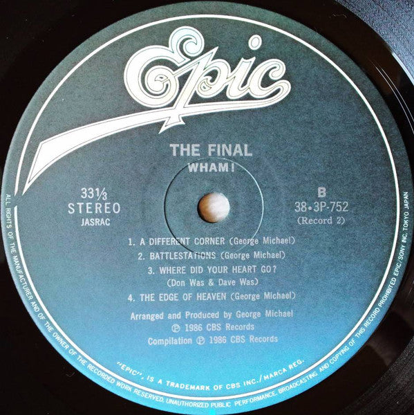 Wham! - The Final = ザ・ファイナル (2xVinyl, LP, Compilation, Stereo) Very Good Plus (VG+) / Very Good (VG)