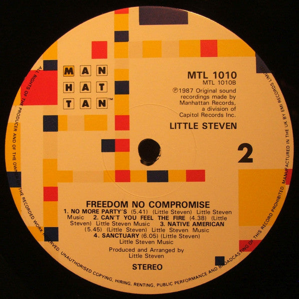 Little Steven - Freedom No Compromise (Vinyl, LP, Album, Stereo) Very Good (VG) / Very Good Plus (VG+)