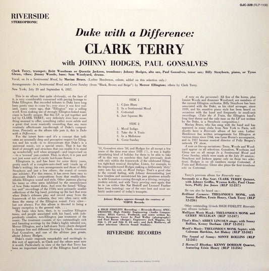 Clark Terry - Duke With A Difference (Vinyl, LP, Album, Reissue) Very Good Plus (VG+) / Very Good (VG)