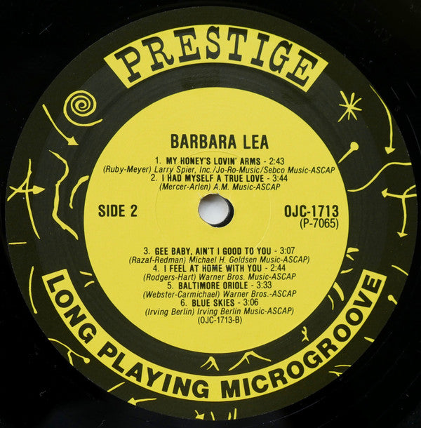 Barbara Lea - Barbara Lea With The Johnny Windhurst Quintets (Vinyl, LP, Album, Reissue, Remastered, Limited Edition) Very Good Plus (VG+) / Very Good Plus (VG+)