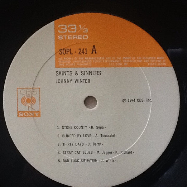 Johnny Winter - Saints & Sinners (Vinyl, LP, Album) Very Good (VG) / Good (G)