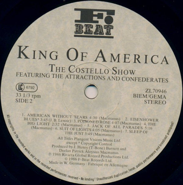 The Costello Show - King Of America (Vinyl, LP, Album, Stereo)