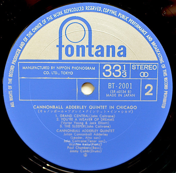 The Cannonball Adderley Quintet - In Chicago (Vinyl, LP, Album, Reissue, Stereo) Very Good Plus (VG+) / Very Good (VG)