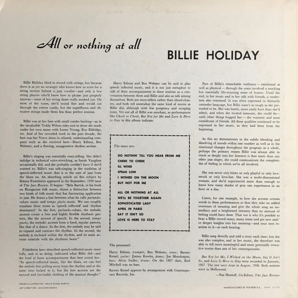 Billie Holiday - All Or Nothing At All (Vinyl, LP, Album, Reissue, ...