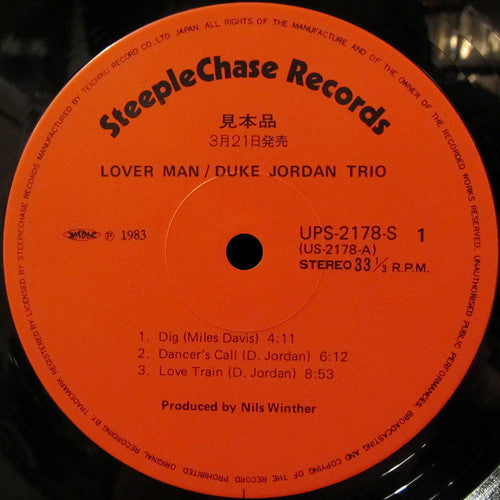 Duke Jordan Trio - Lover Man (Vinyl, LP, Album, Reissue, Stereo) Very Good Plus (VG+) / Very Good Plus (VG+)