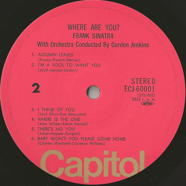 Frank Sinatra - Where Are You? (Vinyl, LP, Album, Reissue, Stereo) Very Good Plus (VG+) / Very Good Plus (VG+)