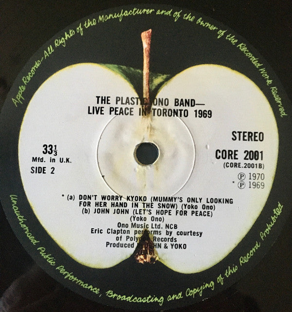 The Plastic Ono Band - Live Peace In Toronto 1969 (Vinyl, LP, Album, Repress) Good Plus (G+) / Good Plus (G+)
