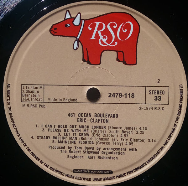 Eric Clapton - 461 Ocean Boulevard (Vinyl, LP, Album) Very Good Plus (VG+) / Very Good Plus (VG+)