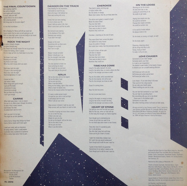 Europe (2) - The Final Countdown (Vinyl, LP, Album) Very Good Plus (VG+) / Very Good Plus (VG+)