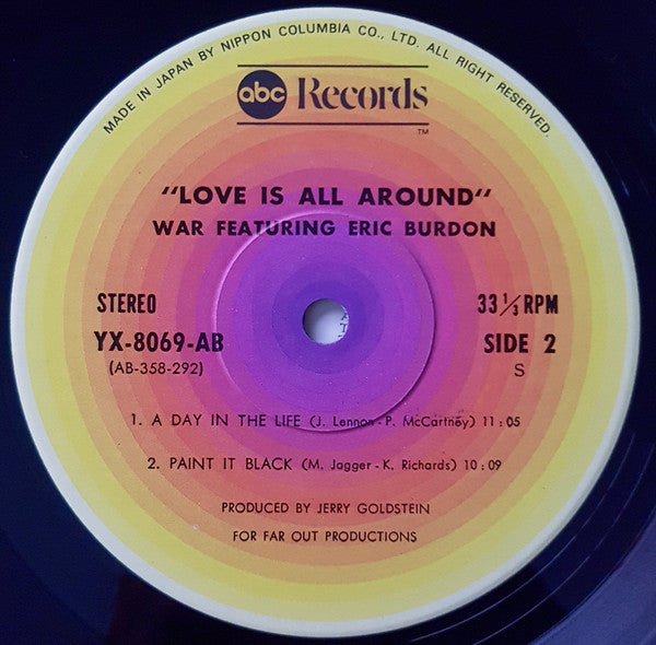 Eric Burdon & War - Love Is All Around (Vinyl, LP, Album) Near Mint (NM or M-) / Very Good (VG)