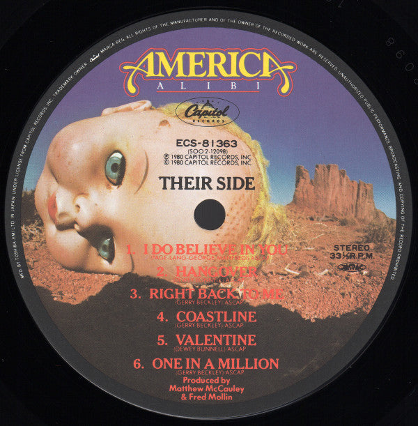 America (2) - Alibi (Vinyl, LP, Album) Very Good Plus (VG+) / Very Good Plus (VG+)