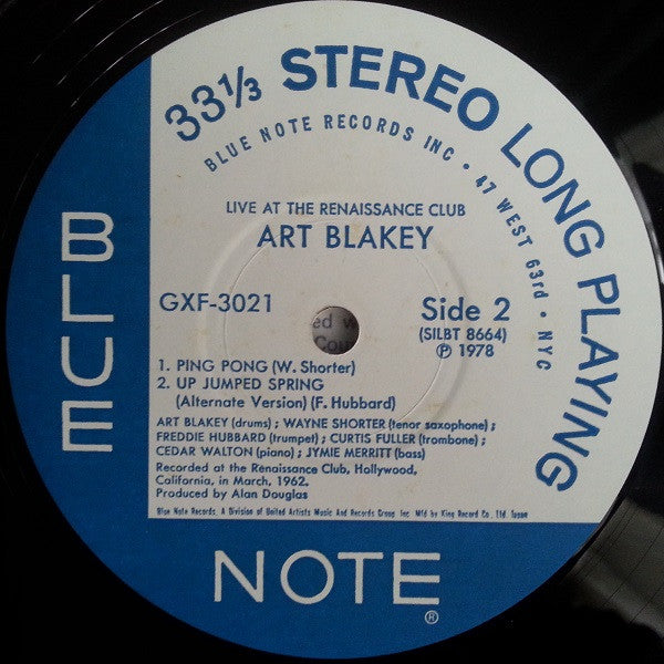 Art Blakey - Live At The Renaissance Club (Vinyl, LP, Album, Limited Edition, Stereo) Near Mint (NM or M-) / Very Good Plus (VG+)
