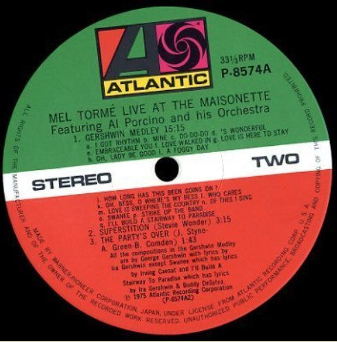 Mel Tormé - Live At The Maisonette (Vinyl, LP, Album) Very Good (VG) / Very Good (VG)